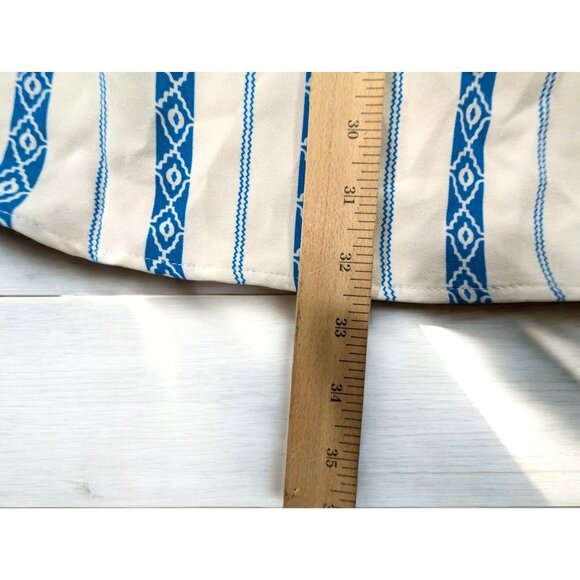 Striped Button-Up Shirt 3X Blue & White Geometric Print Long Sleeve Polyester - Picture 6 of 9